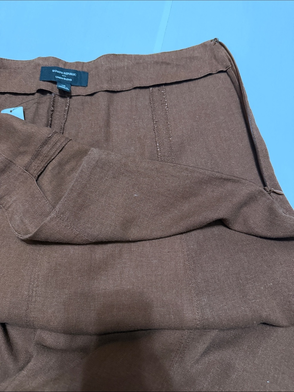 Banana Republic Linen-Blend A-Line Midi Skirt Rust Brown 10 NWT - Picture 5 of 6
